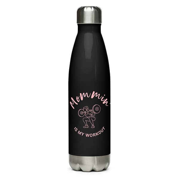Mommin' Stainless Steel Water Bottle, Blush on Black