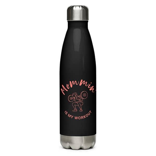 Mommin' Stainless Steel Water Bottle, Tangerine on Black
