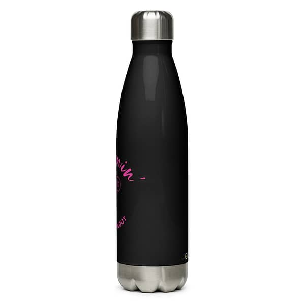 Mommin' Stainless Steel Water Bottle, Fuchsia on Black - Image 3