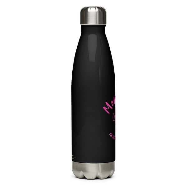 Mommin' Stainless Steel Water Bottle, Fuchsia on Black - Image 2