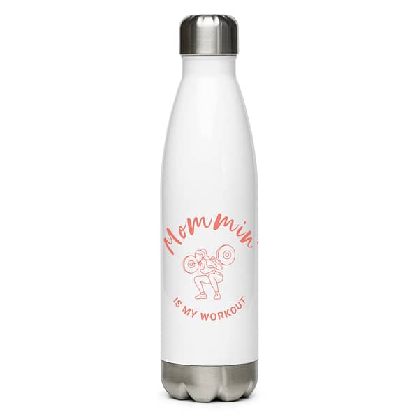 Mommin' Stainless Steel Water Bottle, Tangerine on White