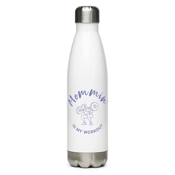 Mommin' Stainless Steel Water Bottle, Purple on White