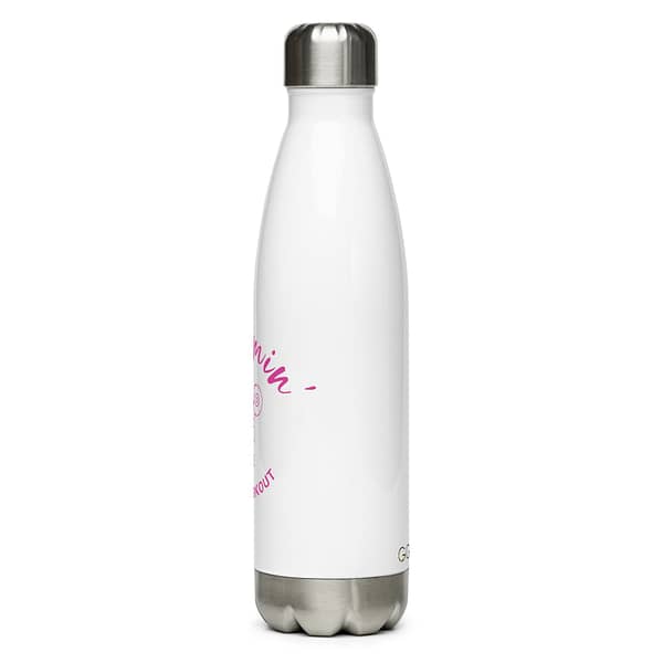 Mommin' Stainless Steel Water Bottle, Fuchsia on White - Image 3
