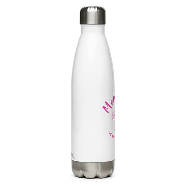 Mommin' Stainless Steel Water Bottle, Fuchsia on White - Image 2