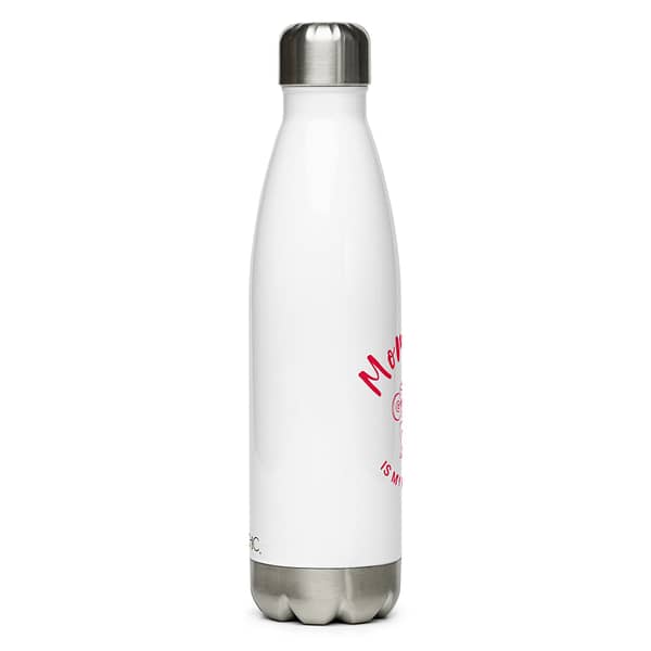 Mommin' Stainless Steel Water Bottle, Crimson on White - Image 2