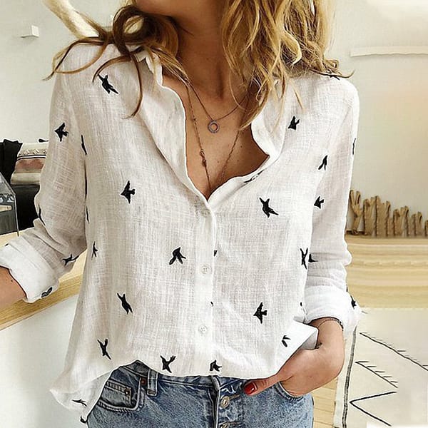 Bird Print Blouse - Image 4