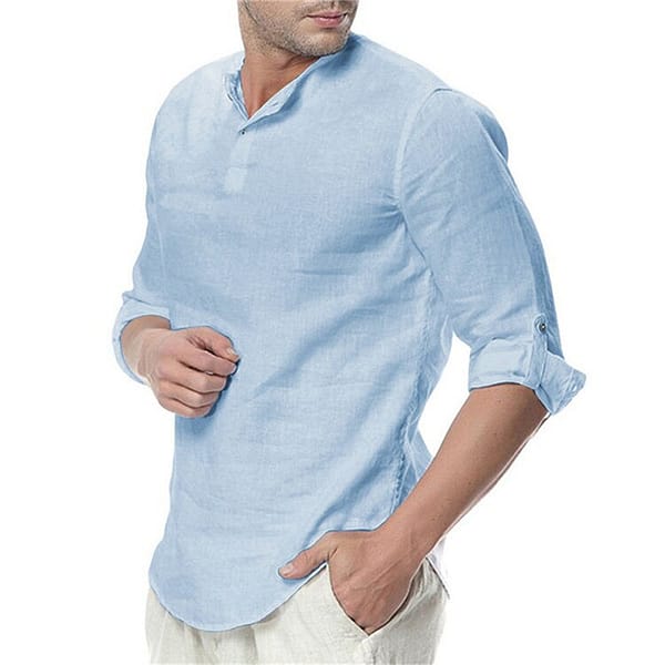 Men's Long Sleeve Linen Shirt - Image 5