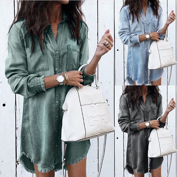 Long Sleeve Denim Shirt Dress