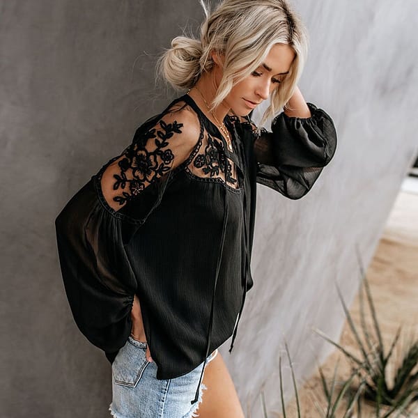 Boho Lace-Top Blouse - Image 3