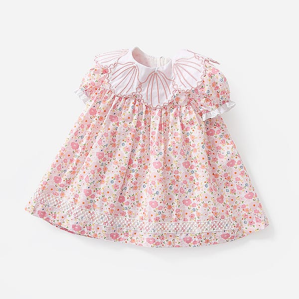 Floral Dress with Shell Collar - Image 5