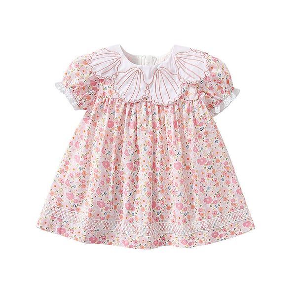 Floral Dress with Shell Collar