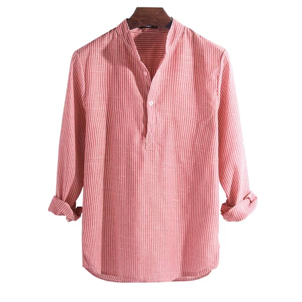 Men's Striped Long Sleeve Linen Shirt - Image 5